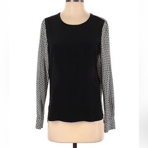 Diane von Furstenberg Long Sleeve Silk Heart Print Blouse Sz 4